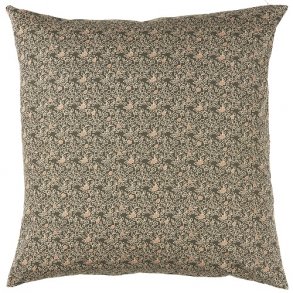 Ib Laursen Pudebetrk mrkebrun baggrund beige blomstermnster 50x50 cm