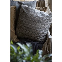 Ib Laursen Pudebetrk mrkebrun baggrund beige blomstermnster 50x50 cm