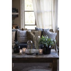 Ib Laursen Pudebetrk mrkebrun baggrund beige blomstermnster 50x50 cm