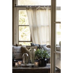 Ib Laursen Pudebetrk mrkebrun baggrund beige blomstermnster 50x50 cm