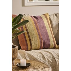 Ib Laursen Pudebetrk multistribet rust, grn, karry og brune farver 50 x 50 cm.