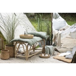 Ib Laursen Pudebetrk sorte/beige striber 50x50 cm