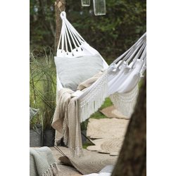 Ib Laursen Pudebetrk sorte/beige striber 50x50 cm