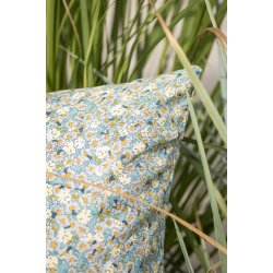 Ib Laursen Pudebetrk turkis med hvide og gule blomster 60 x 60 cm.