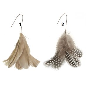 Ib Laursen -Pyntefjer brune farver med wire, 2 varianter, 1 stk