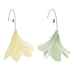 Ib Laursen -Pyntefjer gul og stvgrn farve, med wire, 2 varianter, 1 stk