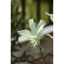 Ib Laursen -Pyntefjer gul og stvgrn farve, med wire, 2 varianter, 1 stk