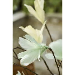 Ib Laursen -Pyntefjer gul og stvgrn farve, med wire, 2 varianter, 1 stk