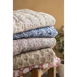 Ib Laursen Quilt Clara mnster i bl hvid, 130x170 cm