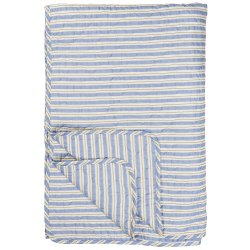 Ib Laursen -Quilt bl med hvide og brune striber - 130 x 180 cm