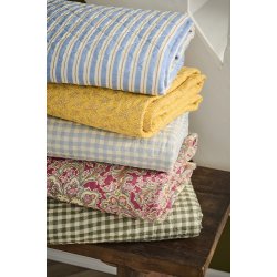 Ib Laursen -Quilt bl med hvide og brune striber - 130 x 180 cm