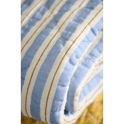 Ib Laursen -Quilt bl med hvide og brune striber - 130 x 180 cm
