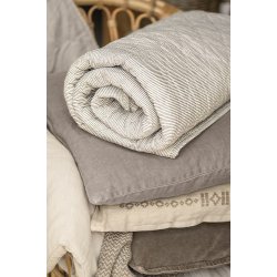 Ib Laursen Quilt hvid m/jordfarvede striber 130x180 cm.