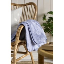 Ib Laursen Quilt  hvide og mrkebl mlkedrengestriber130x180 cm