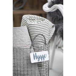 Ib Laursen Quilt hvide og mrkegr striber 130x180 cm