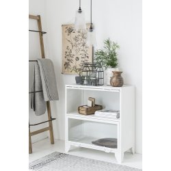 Ib Laursen Quilt hvide og mrkegr striber 130x180 cm