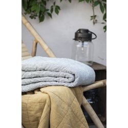 Ib Laursen Quilt hvide og mrkegr striber 130x180 cm