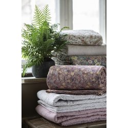 Ib Laursen Quilt hvide og rde striber 130x180 cm