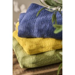 Ib Laursen -  Quilt indigo med korssting- 130 x 180 cm