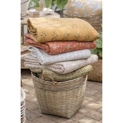 Ib Laursen -Quilt malva med hvide og gule blomsterr 130x180 cm