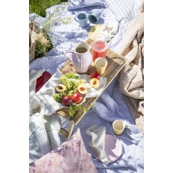 Ib Laursen -Quilt malva med hvide og gule blomsterr 130x180 cm