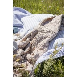 Ib Laursen -Quilt malva med hvide og gule blomsterr 130x180 cm