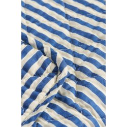 Ib Laursen -Quilt med off white og bl striber- 130 x 180 cm