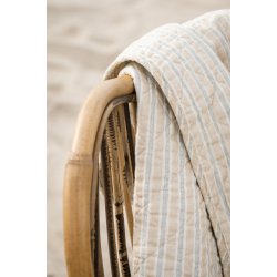 Ib Laursen - Quilt natur med bl og hvide striber - 130 x 180 cm