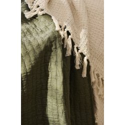 Ib Laursen - Quilt oliven med korssting - 130 x 180 cm