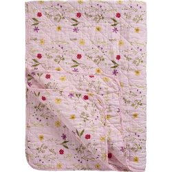 Ib Laursen - Quilt rosa med havens blomster 130 x 180 cm