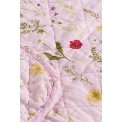 Ib Laursen - Quilt rosa med havens blomster 130 x 180 cm