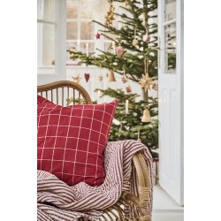 Ib Laursen Quilt sand med rde striber 130x180cm.