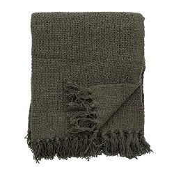 Bloomingville - Rocko Plaid - tppe, Grn, Genanvendt Bomuld 160x130 cm.