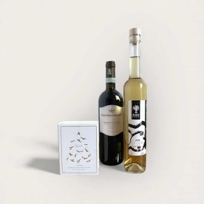 Gave med snaps, rdvin og chokolade