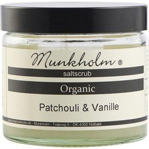 Munkholm organic saltscrub, patchouli & vanille 300g. 