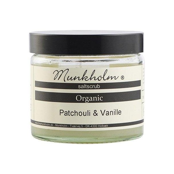 Munkholm organic saltscrub, patchouli &amp; vanille 300g.