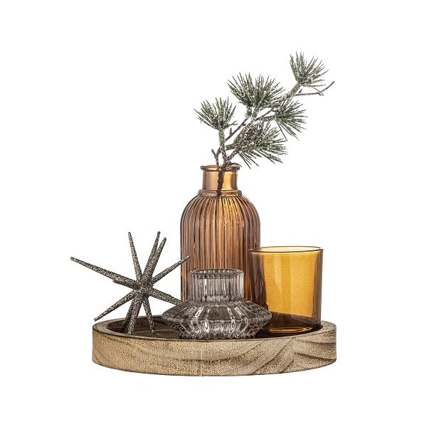 Bloomingville Sanga Bakke med fyrfadsstage, Guld, Glas