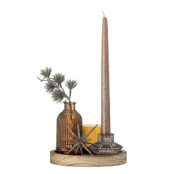 Bloomingville Sanga Bakke med fyrfadsstage, Guld, Glas