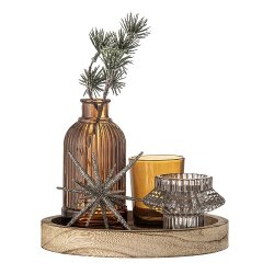 Bloomingville Sanga Bakke med fyrfadsstage, Guld, Glas