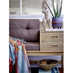 Bloomingville - Serena Plaid -tppe, Rd, Genanvendt Bomuld 160x130 cm.