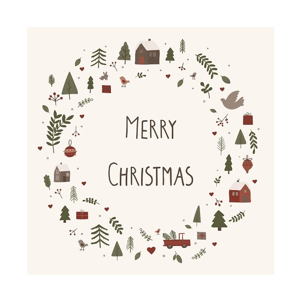 Serviet m/julemotiver Merry Christmas 20 stk pr pakke