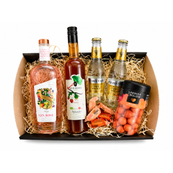 Sommerkurv med Gin Ros�, rabarberlik�r og snacks