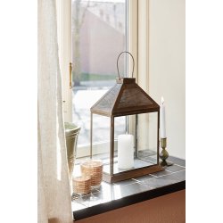  Ib Laursen Glasstage til fyrfadslys med rattanflet H: 10 : 9