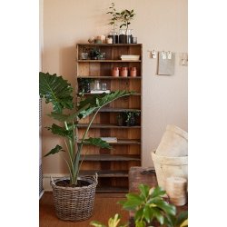  Ib Laursen Glasstage til fyrfadslys med rattanflet H: 10 : 9