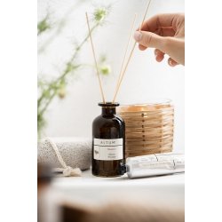  Ib Laursen Glasstage til fyrfadslys med rattanflet H: 10 : 9