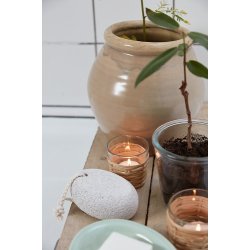 Ib Laursen Glasstage til fyrfadslys med rattanflet H: 6,3 : 7