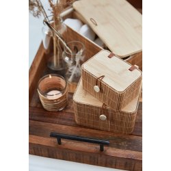 Ib Laursen Glasstage til fyrfadslys med rattanflet H: 6,4 : 6,4