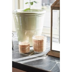 Ib Laursen Glasstage til fyrfadslys med rattanflet H: 6,4 : 6,4