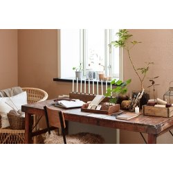 Ib Laursen Glasstage til fyrfadslys med rattanflet H: 6,4 : 6,4