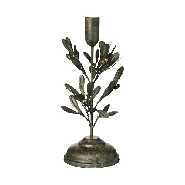 Ib Laursen Stage til bedelys lys med misteltenblade 24 cm.